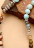 Boho Necklace, Blue Amazonite, Jasper, Labradorite and Seeds
